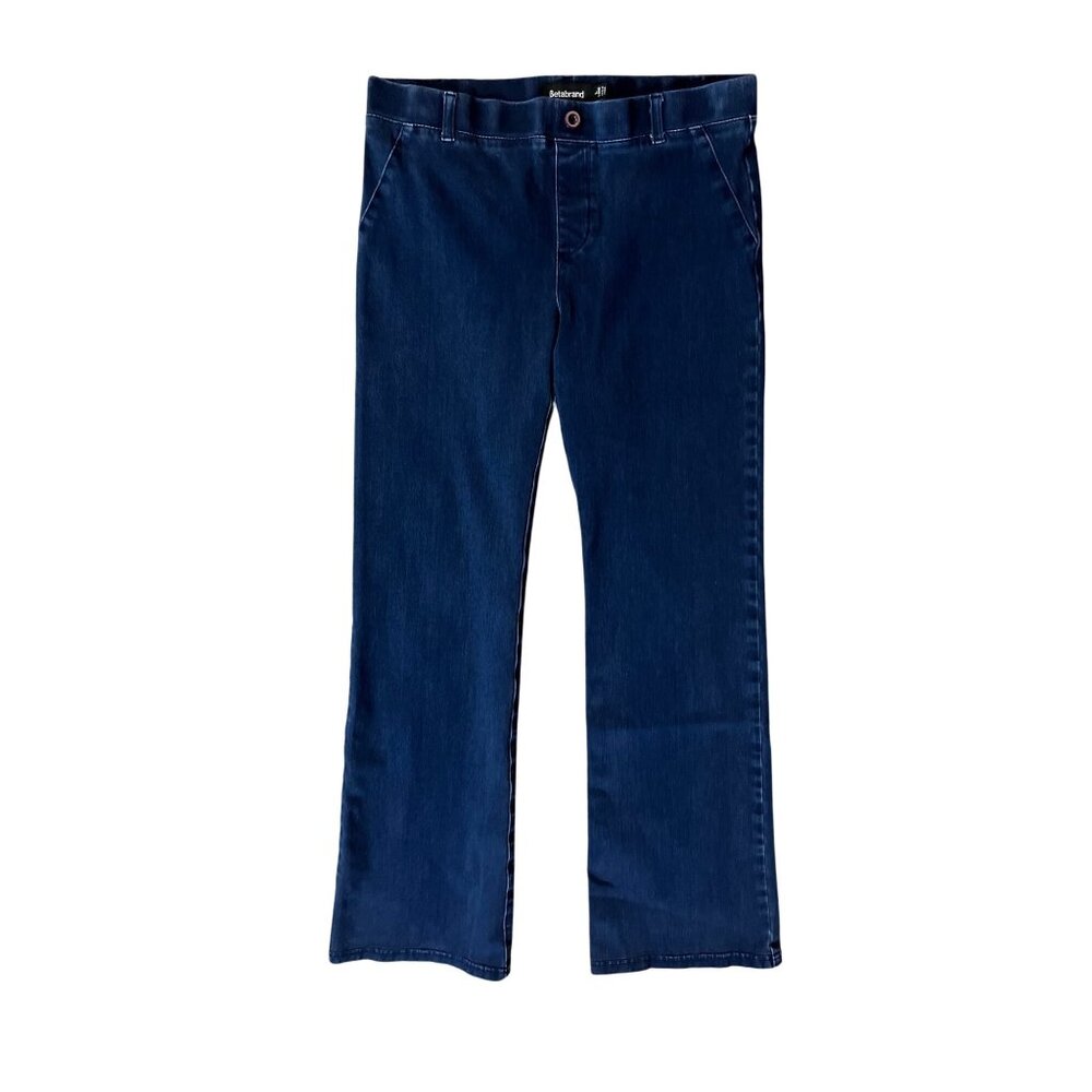 Betabrand Pull-On Jeans Womens L Long Used Blue Stretch Bootcut Pants Tall